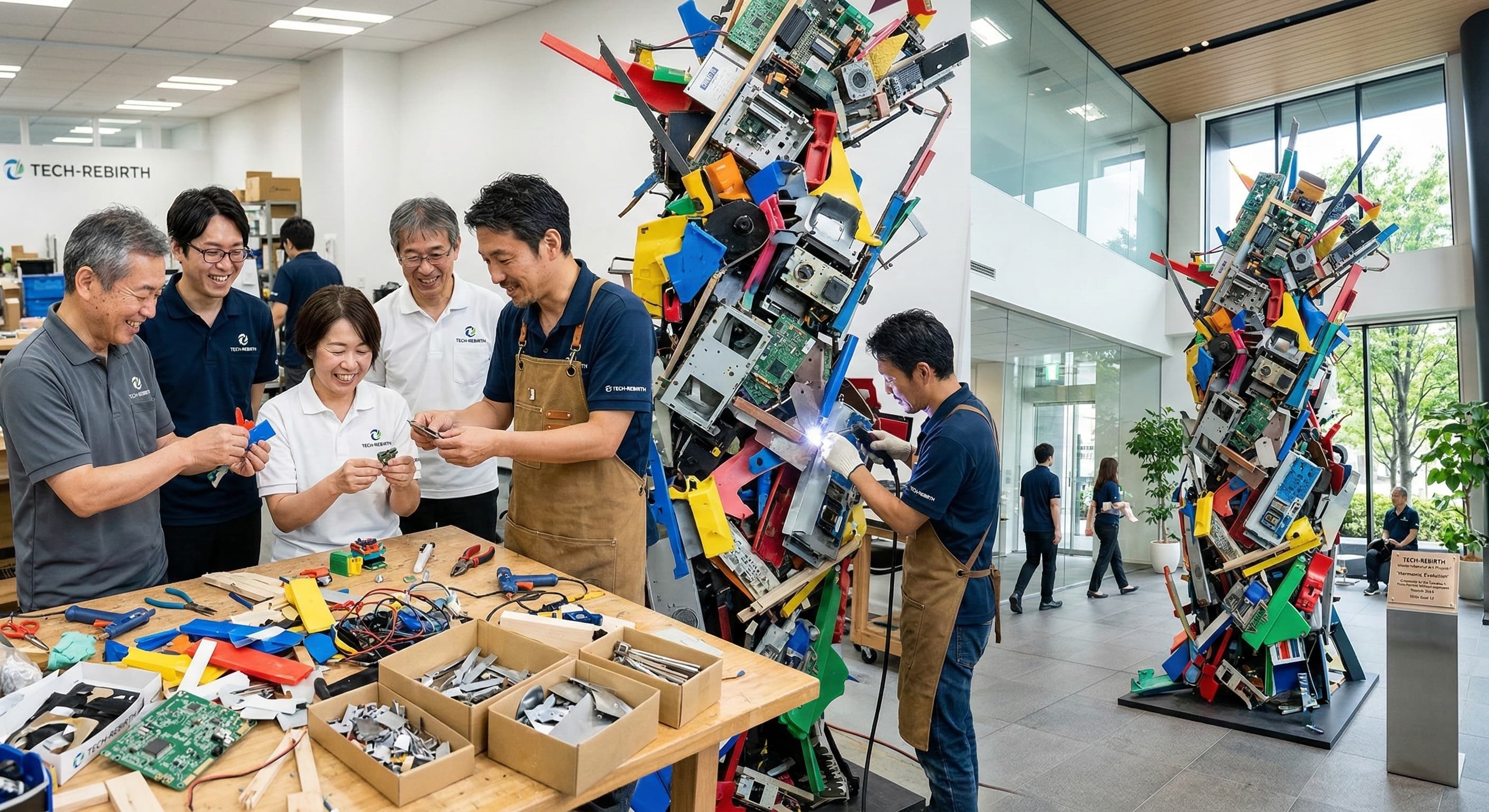 自社製品・廃材を使ったアート作品制作